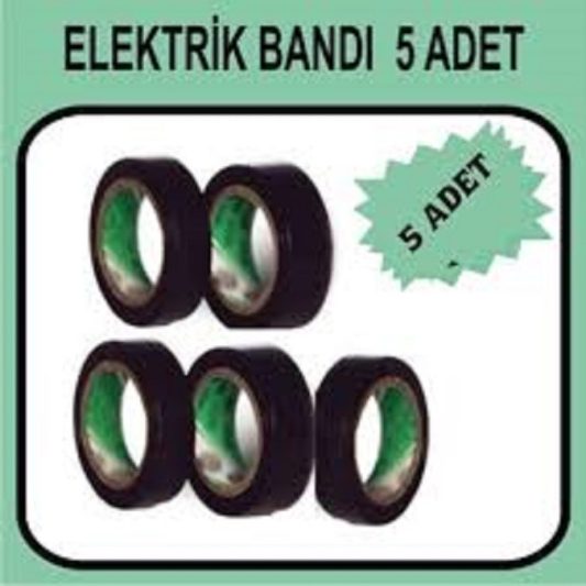 5 Adet - Elektrik Bandı Siyah - izole PVC Elektrik Bandı Bant - Görsel 2