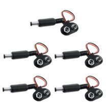 5 Adet - Arduino Uyumlu Jaklı 9V Pil Bağlantı Kablosu 9 Volt Pil Başlığı Jack Battery Connector