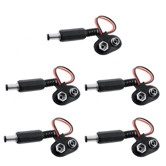 5 Adet - Arduino Uyumlu Jaklı 9V Pil Bağlantı Kablosu 9 Volt Pil Başlığı Jack Battery Connector
