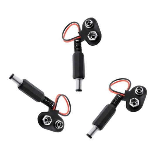 3 Adet - Arduino Uyumlu Jaklı 9V Pil Bağlantı Kablosu 9 Volt Pil Başlığı Jack Battery Connector