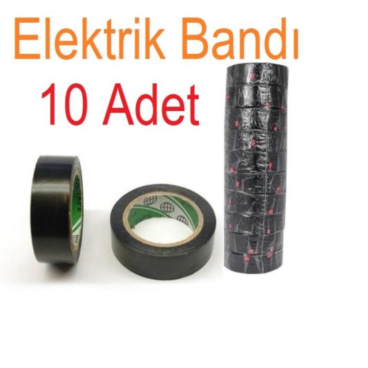 10 Adet - Elektrik Bandı Siyah - izole PVC Elektrik Bandı Bant - Görsel 2