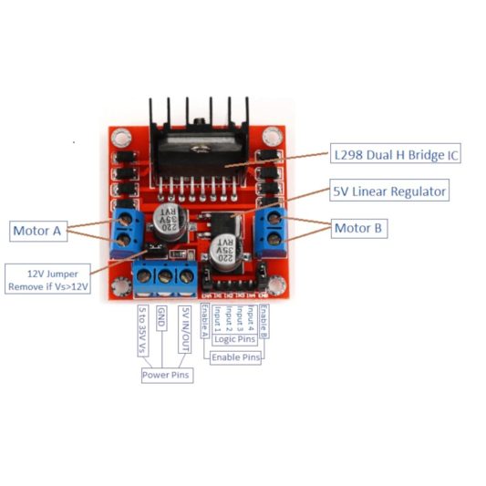 L298N Voltaj Regulatörlü Çift Motor Sürücü Kartı Arduino, Raspberry - Görsel 3
