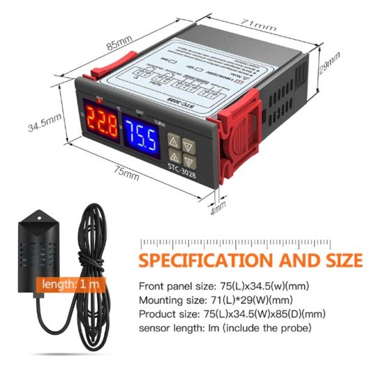 STC-3028 dijital sıcaklık nem ölçer 110-220V 10A termostat çift ekran termometre - Görsel 6