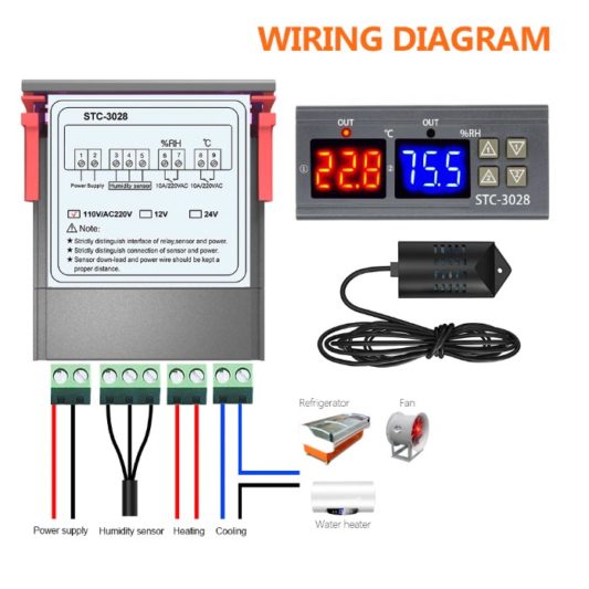 STC-3028 dijital sıcaklık nem ölçer 110-220V 10A termostat çift ekran termometre - Görsel 7