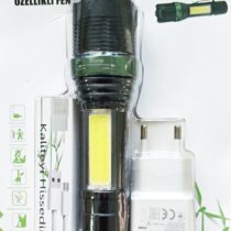 Gold Silver Şarjlı Cob Cree Led El Feneri, Zoomlu ve Fonksiyonlu