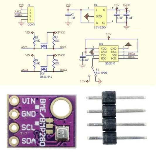 Sıcaklık Nem ve Barometrik Basınç Sensörü BME-280 BME280 5 Volt - Görsel 5