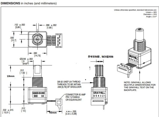 Grayhill 62AY22033 Butonlu Optik Rotary Enkoder Optic Encoder - Görsel 2