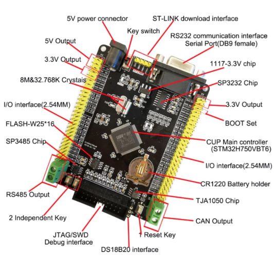 STM32H750VBT6  STM32H7 Arm M7 ile RS232 CAN RS485 - Görsel 4