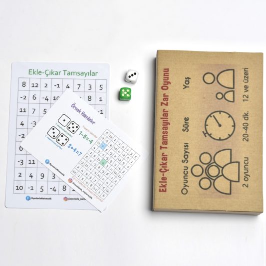 Ekle-Çıkar Tamsayılar Zar Oyunu - Matematik İşlem Zeka Oyunu - Görsel 5