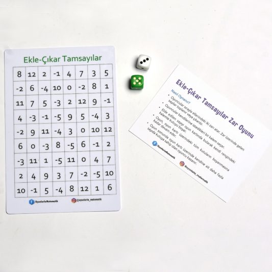 Ekle-Çıkar Tamsayılar Zar Oyunu - Matematik İşlem Zeka Oyunu - Görsel 4