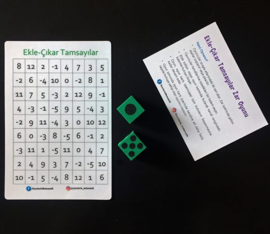 Ekle-Çıkar Tamsayılar Zar Oyunu - Matematik İşlem Zeka Oyunu - Görsel 2
