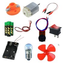 Okul Deney Seti - 6 Deney Zili, Duy, Anahtar, Pil Yatağı, Pil, Lamba, Kablo, DC Motor