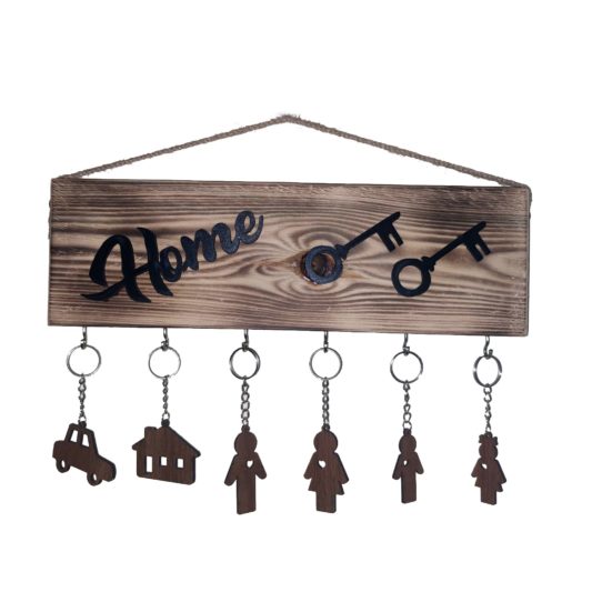 Ahşap HOME Yazılı Duvar Tablo Fincanlık & Anahtarlık - SİYAH Dekoratif  Yazıları - Görsel 2