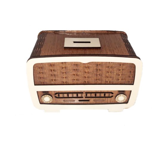 Ahşap Radyo Kumbara 3mm Mdf Radio Görünümlü Lazer Kesim