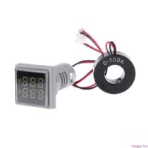 22mm Dijital Voltmetre-Ampermetre Kare AC 60-500V 0-100A KIRMIZI