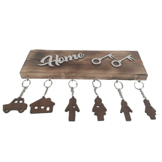 Ahşap HOME Yazılı Duvar Tablo Fincanlık & Anahtarlık - BEYAZ Dekoratif  Yazıları - Görsel 3