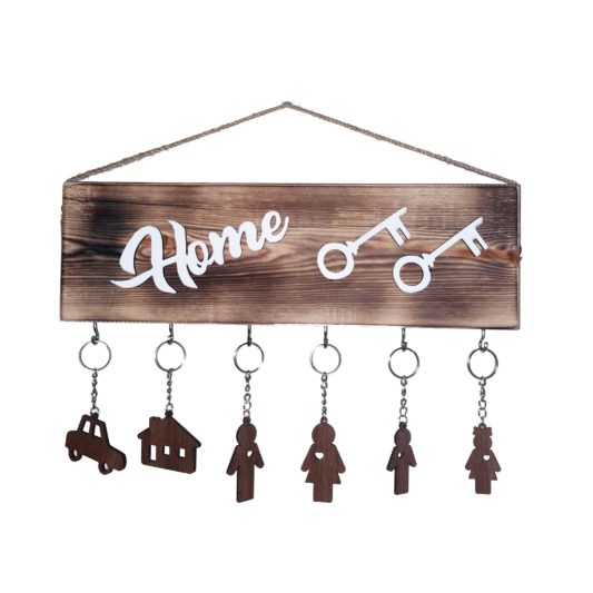 Ahşap HOME Yazılı Duvar Tablo Fincanlık & Anahtarlık - BEYAZ Dekoratif  Yazıları - Görsel 2
