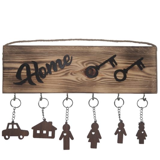 Ahşap HOME Yazılı Duvar Tablo Fincanlık & Anahtarlık - SİYAH Dekoratif  Yazıları
