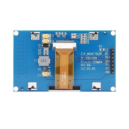 2.42 İnç 128x64 I2C/SPI OLED Blue Grafik LCD Ekran SSD1309 Mavi - Görsel 2