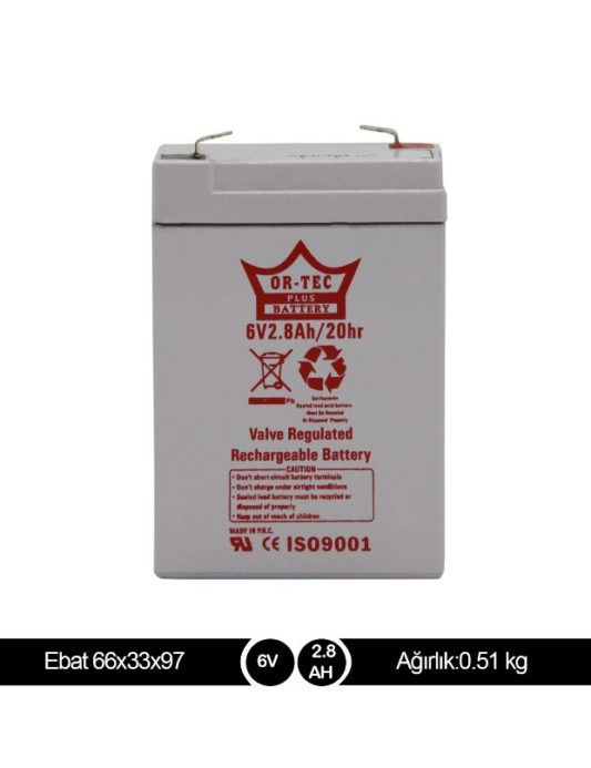 Or-Tec Plus 6V 3.2AH Bakımsız Kuru Akü (Terazi, Alarm, Tıbbi Ölçüm Cihazları ile Uyumlu) - Görsel 2