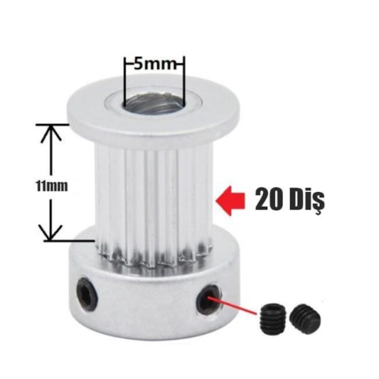 GT2 Kasnak, 20 Diş 5mm 10mm Kayış için 3D YAZICI - 3D Printer ve CNC çin - Görsel 2