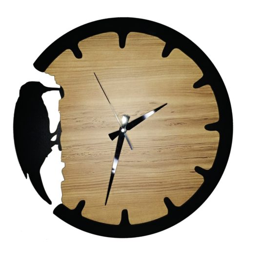 Hediyelik Ahşap Dekoratif Kuş Figürlü Duvar Saati 43 cm, Temalı Saat
