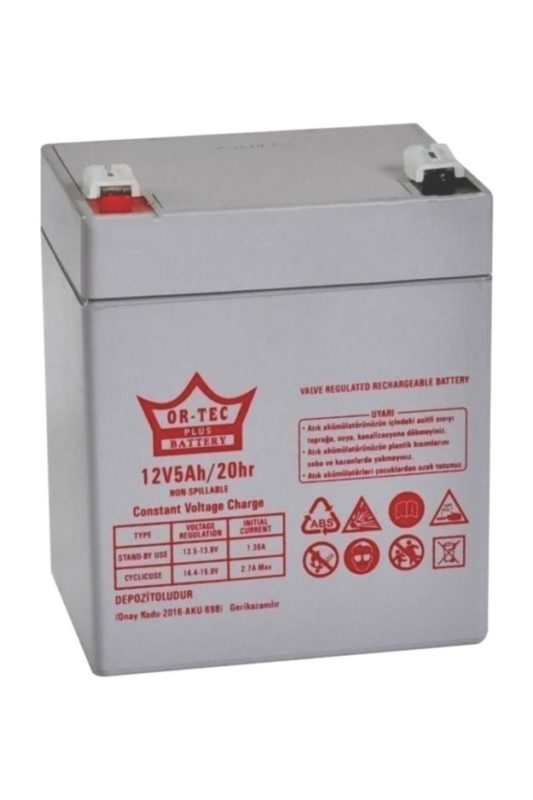 Or-Tec Plus 12V 5AH Bakımsız Kuru Akü (Denizcilik, UPS, Tıbbi, Yangın, Alarm Sistemleri)