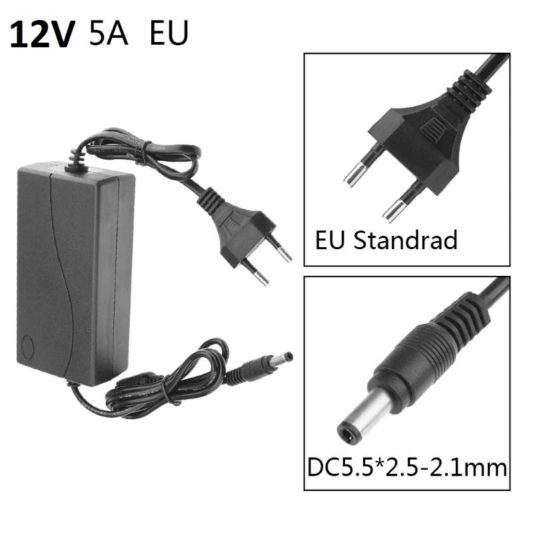 12V - 5A Priz Tipi Adaptör 5.5*2.5 Uç Led Trafo Uyumlu Jack Jak - Görsel 2