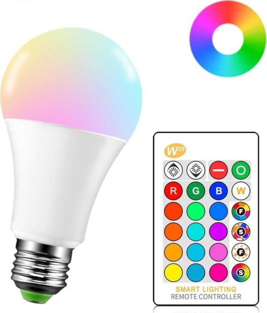 Uzaktan Kumandalı Rgb LED Gece Lambası Ampul 5W E27 Tasarruflu Dimmerli LED Lamba 16 Ton Işık