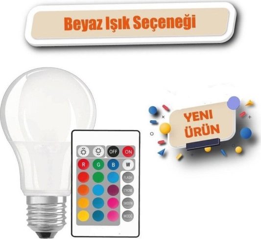 Uzaktan Kumandalı Rgb LED Gece Lambası Ampul 5W E27 Tasarruflu Dimmerli LED Lamba 16 Ton Işık - Görsel 3