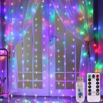 Kumandalı Perde Led 3x2,5 Metre RGB Karışık Renkli 10 Sıra Dekoratif Led