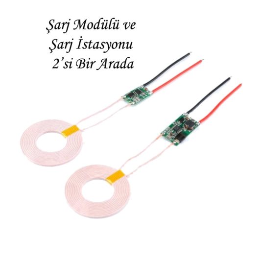 Kablosuz Şarj Devresi 5V 2A Telefon Şarj Modülü 2'si Bir Arada - Görsel 2