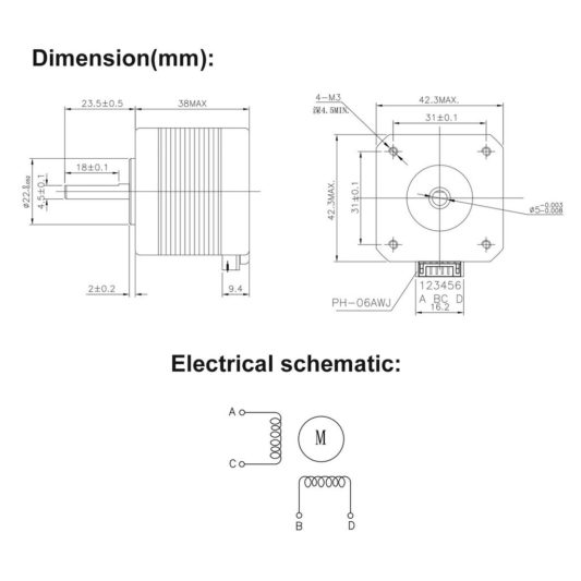 17HS4401S -22B Kablolu Nema17 Step Motor 3D Yazıcı 48mm Nema 17 - Görsel 5