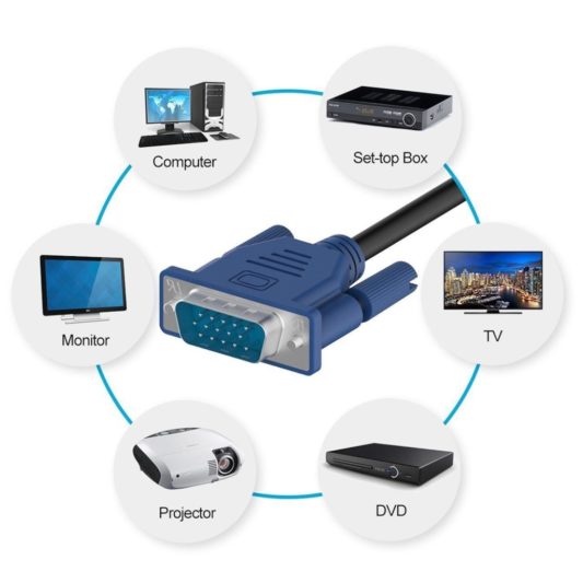 1.5m Vga Görüntü Kablosu LCD Monitör Projeksiyon için - Görsel 3