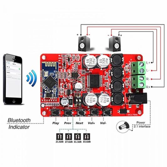 Bluetooth 4.0 Ses Amfi Devresi / Modülü (TDA7492P 50W + 50W) - Görsel 2