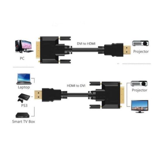 1.8m Hdmi to Dvi 24+1 Dvi to Hdmi Kablo Altın Uçlu - Görsel 3