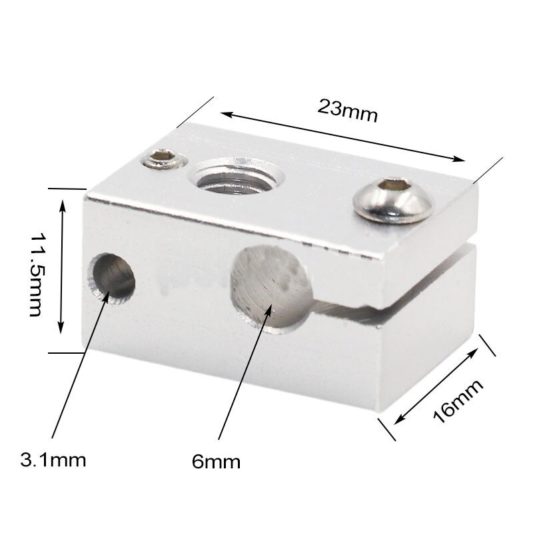 3D Yazıcı Alüminyum Isıtıcı Blok (heatblock) V6 - 23x16x11.5mm 3D Printer için - Görsel 2