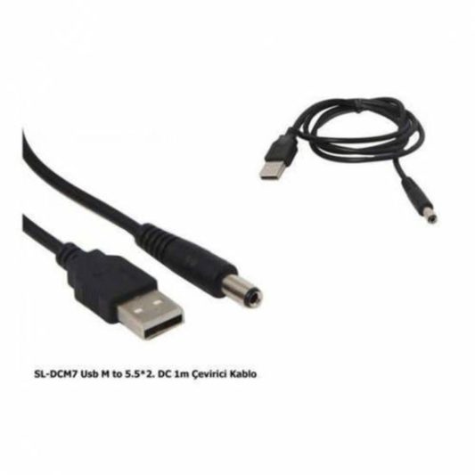 USB to 5.5*2.1mm / USB to 5.5x2.1mm Güç Kablosu Usb Power 120cm - Görsel 2
