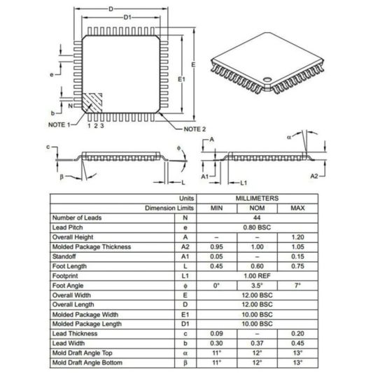 PIC18F4685 I/PT SMD TQFP-44 8-Bit 40MHz Mikrodenetleyici - Görsel 3