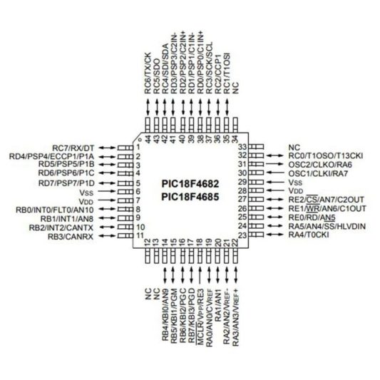 PIC18F4685 I/PT SMD TQFP-44 8-Bit 40MHz Mikrodenetleyici - Görsel 2