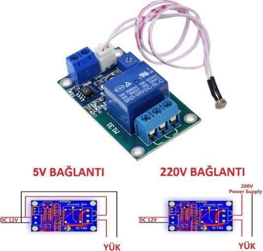 XH-M131 Ldr Işık Kontollü Tek Kanal Röle 5V Gündüz Gece Algılayıcı Röle - Görsel 2
