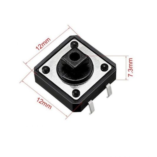 5 Adet 12x12x7.3mm 4 Pinli Siyah Push On Off Buton - Tact Switch - Görsel 3
