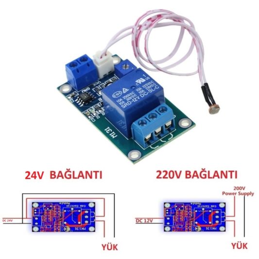 XH-M131 Ldr Işık Kontollü Tek Kanal Röle 24V Gündüz Gece Algılayıcı Röle - Görsel 2
