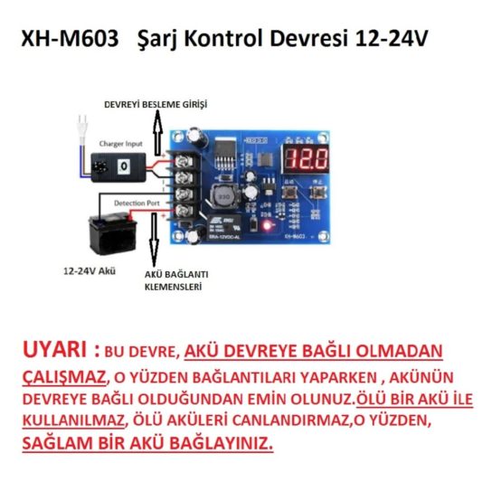 XH-M603 Şarj Kontrol Devresi 12-24V Akü Şarj Kontrol Modülü Güneş, Lityum Li-on Batarya - Görsel 4