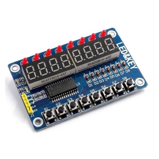TM1638 Modülü Anahtar Ekran AVR Arduino 8-Bit Dijital LED - Görsel 2