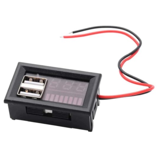 5V 2A USB Çıkışlı, Voltmetreli Akü Kapasite Göstergesi 12V 3S Pil VQCH128 V2 Göstergeli - Görsel 2