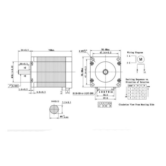 57HD6013-03 Nema 23 Step Motor(2.2Nm) 3D yazıcı için Step Motor Nema23 - Görsel 3