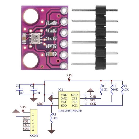 HW-611 BMP280 3.3V Dijital Basınç Yükseklik Sensörü Atmosferik Modülü - Görsel 2