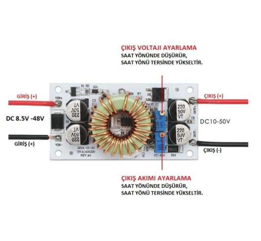 DC-DC 10A 250W Voltaj Yükseltici Devre Led Sürücü Converter - Görsel 2