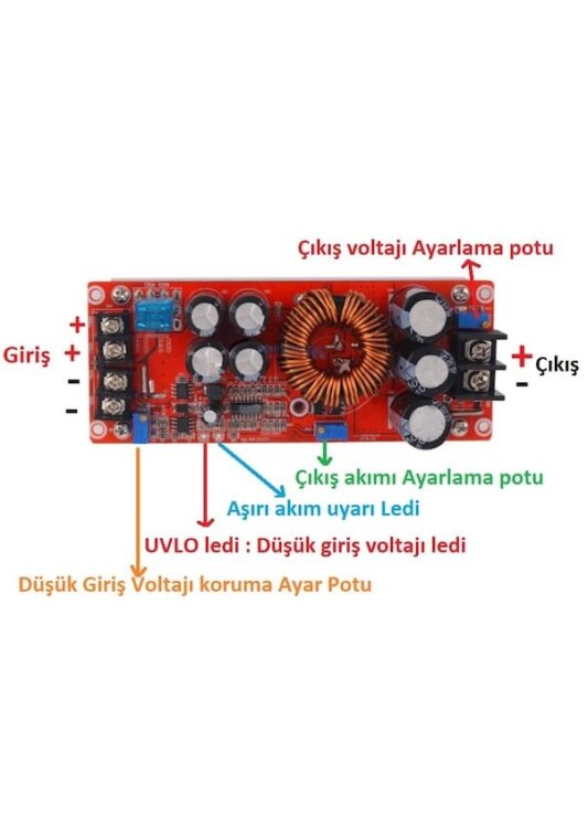 1200W 20A Dc-Dc Voltaj Yükseltici Gerilim Yükseltici 8-60Vto12-83 - Görsel 2